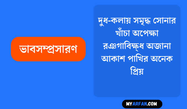 দুধ-কলায় সমৃদ্ধ সােনার খাঁচা অপেক্ষা রঞগাবিক্ষ্ধ অজানা আকাশ পাখির অনেক প্রিয় - ভাবসম্প্রসারণ